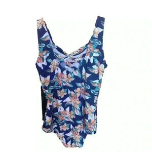 Unbranded Floral One Piece Swimsuit, Women's Size XXL, Blue